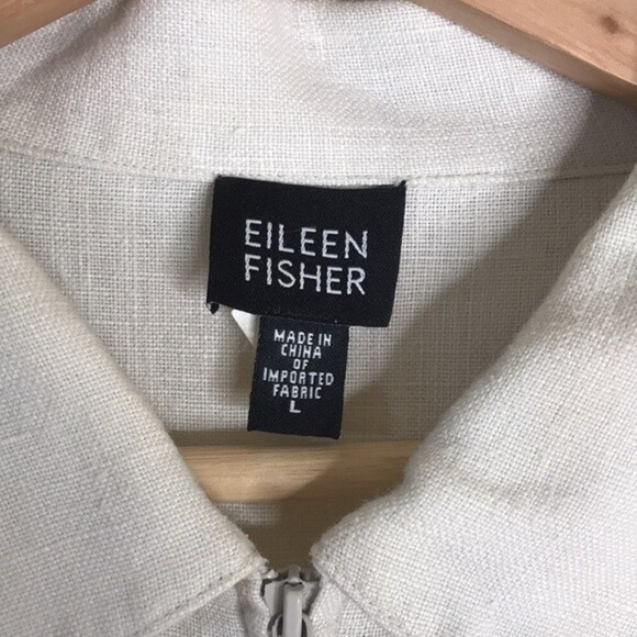 Eileen fisher ladies 100% Irish linen zip up light weight jacket size large - Picture 5 of 10